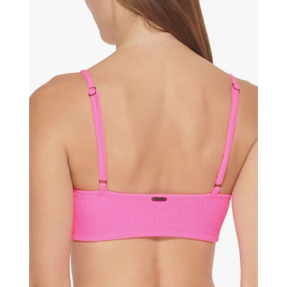 DKNY Neon Pink Textured Bralette Swim Top M NWT - Picture 3 of 6